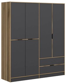 Šatníková skriňa Elina 180 cm grafit/orech