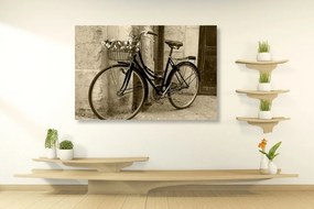 Obraz rustikálny bicykel v sépiovom prevedení - 120x80