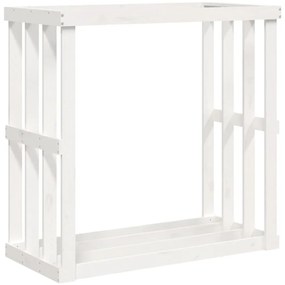 Vonkajší držiak na polená biely 108x52x106 cm masívna borovica