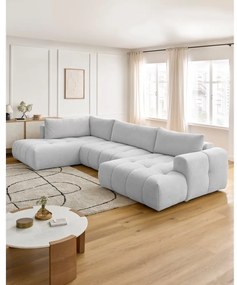 Svetlosivá rozkladacia/s úložným priestorom rohová pohovka (ľavý roh/do tvaru "U") Fuji – Bobochic Paris
