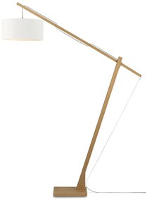 Stojacia lampa s bielym tienidlom a konštrukciou z bambusu Good&Mojo Montblanc