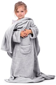 Sivá detská televízna deka s rukávmi DecoKing Lazykids