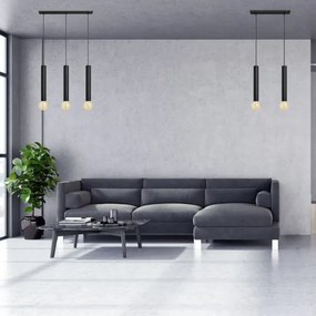 Luster na lanku TUBA 3xE27/15W/230V čierna