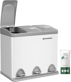 Kôš na separovanie odpadu SORT 24l (3x8l), šedá/biela SongmicsHome
