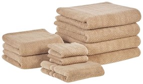 Sada 9 bavlnených uterákov béžová MITIARO Beliani
