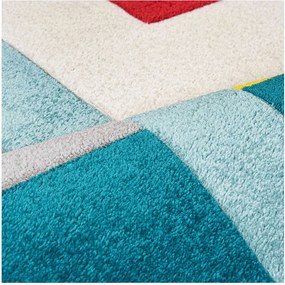 TA Viacfarebný geometrický abstraktný Koberec A092A D.TURQUOISE/CREAM ATLANTA FMM Rozmer: 80x150 cm