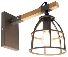Inteligentná nástenná lampa tmavosivá s drevom nastaviteľná vrátane Wifi A60 - Arthur