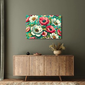 Obraz - Kvety na modrom pozadí (90x60 cm)