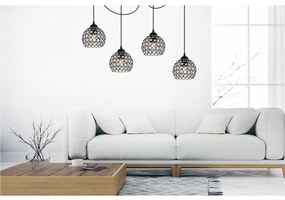 Závesné svietidlo Crystal Spider, 4x čierne krištáľové tienidlo