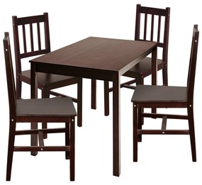 IDEA nábytok Jedálenský stôl 8848H tmavohnedý lak + 4 stoličky 869H tmavohnedý lak