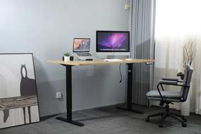 Výškovo nastaviteľný elektrický stôl BestBerg BBAT-16BWD / rozmer 160x80 cm / výška 85-130 cm / čierna/drevo