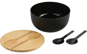 Kesper 58470 Salátová miska s príborom abambusovým vekom 24 cm, čierna