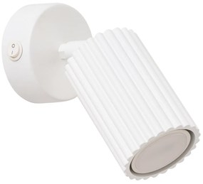 Bodové svietidlo Karbon, 1x biele kovové tienidlo, (možnosť polohovania), vypínač