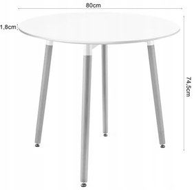 Jedálenský stôl KAMI biely 80 cm so štyrmi stoličkami MARK biele