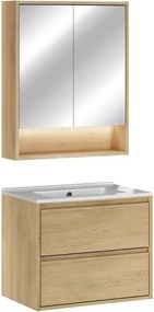 Koupelnová sestava Viola se zápustným umyvadlem a zrcadlem 60 cm dub cremona