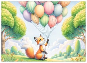 Sklenený obraz – Šťastná líška (70x50 cm)