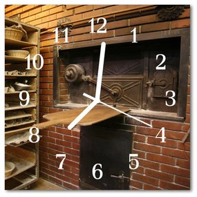 Sklenené hodiny štvorcové Chlieb chleba 30x30 cm