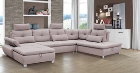 Sedacia súprava Madeira 3A, svetlo ružová látka, tvar pravé U