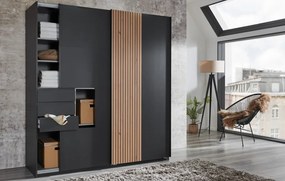 Šatníková skriňa Coburg, 180 cm, grafit/dub artisan