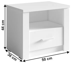 Kondela Nočný stolík, 2ks, biela, RAMIAK