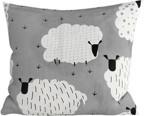 Bavlnená obliečka na vankúš SHEEP POLY 45x45 cm, sivá