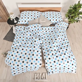 Obliečky detské Hviezdičky modré EMI: Detský set 90x130 + 45x65