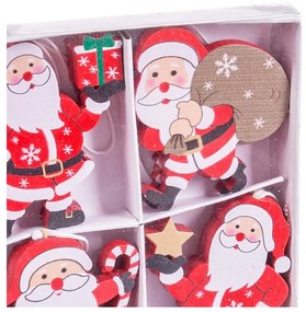 Drevené vianočné ozdoby v súprave 8 ks Santa Claus – Casa Selección