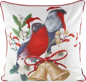 VIANOČNÁ DEKORAČNÁ OBLIEČKA NA VANKÚŠ BIRDS 45X45 CM VZOROVANÁ