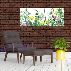 Obraz - Maľované lúčne kvety (120x50 cm)