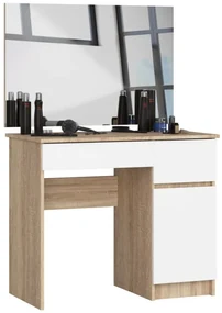 Toaletný stolík so zrkadlom CLP P-2/SL 900x600 pravý, dub sonoma / biely