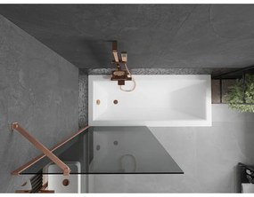 Mexen Next, 1-krídlová vaňová zástena 80 x 150 cm, 6mm šedé sklo, medená matná, 895-080-000-00-40-65