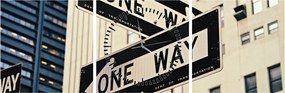 Obraz - New York ONE WAY (s hodinami) (90x30 cm)