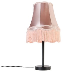 Klasická stolná lampa čierna s ružovým tienidlom Granny 30 cm - Simplo