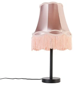 Klasická stolná lampa čierna s tienidlom Granny ružové 30 cm - Simplo