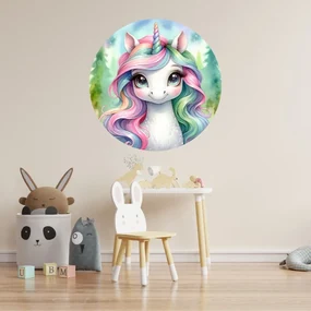 PIPPER. Kruhová samolepka na stenu "Jednorožec" Veľkosť: 60 cm