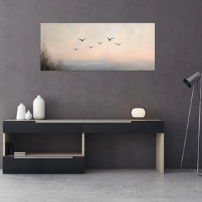 Obraz - Hejno vtákov (120x50 cm)