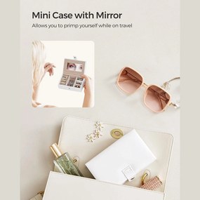 Šperkovnica s 2 zásuvkami, uzamykateľná, so zrkadlom, biela