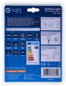 LED svietidlo + bočné svetlo, 1x LED 0,5w 4000k, w, pohybový senzor