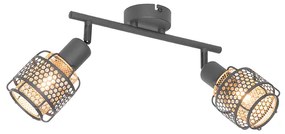 Dizajnové stropné svietidlo čierne so zlatom 2-svetlo - Noud