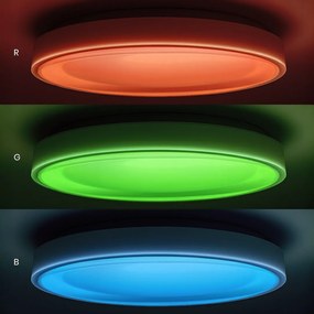 Stropné LED svietidlo Melo, 1x LED 36w, 3000-6000k, b, RGB, (fi 39 cm), s ovládačom