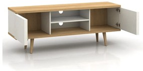 Biely TV stolík v dekore duba 140x52 cm Alana - Støraa