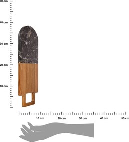 Doska na krájanie s úchytom PREPPY 38x18 cm z masívu/čierny mramor