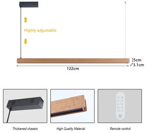 Immax NEO 07303L - LED stmievateľný luster na lanku MADEIRA 26W/230V Wi-Fi Tuya 122 cm dub