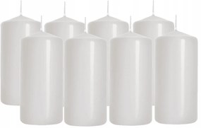 BISPOL 20686 Stĺpové sviečky, neparfumované, biele - sada 8 ks