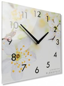 Dekoračné sklenené hodiny 30 cm s motívom čerešňových kvetov