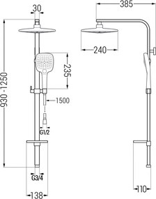 Mexen - Sprchový stĺp Q17, chróm / biela, 798171795-02