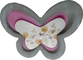 Sviečka v tvare motýľa v betóne – ružová 19 × 14 cm