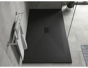 Mexen Hugo, obdĺžniková sprchová vanička SMC 180 x 100 cm, čierna, čierna krytka, 42701018-B