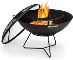 Blumfeldt Orbit, oceľové ohnisko 3 v 1, Ø 60 cm, 40 cm gril, stôl, čierne