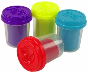 Lean Toys Sada 4 farebných pohárov s plastelínou
